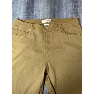 Hybrid & Company Womens 1X Camel Tan Stretch Skinny Pants Trousers Casual Sleek